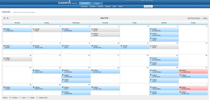 Garmin Connect Player Garmin Connect Calendar View