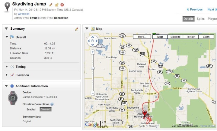 Garmin FR110 Skydiving Garmin FR110 Skydiving