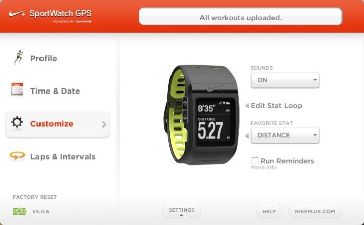 Nike+ GPS Sportwatch Connect Software Customize Nike+ GPS Sportwatch Connect Software Customize