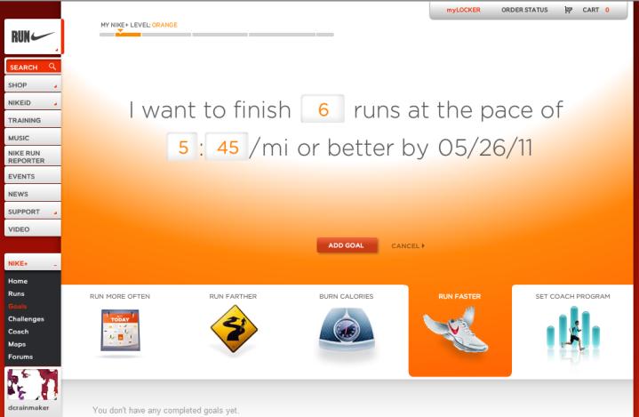 Nike+ GPS Website Goals Nike+ GPS Website Goals
