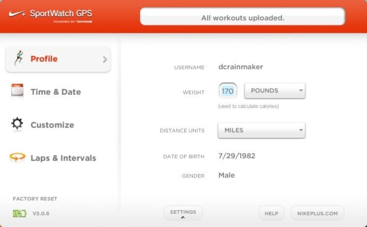 Nike+ GPS Sportwatch Connect Software Setting Changes Nike+ GPS Sportwatch Connect Software Setting Changes