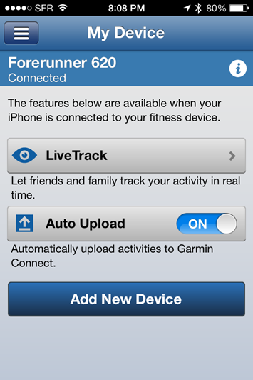 Garmin FR620 Mobile App Uploads Enablement Garmin FR620 Mobile App Uploads Enablement