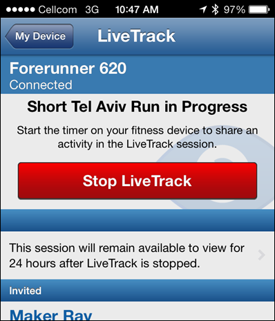 Garmin FR620 Livetracking App Garmin FR620 Livetracking App