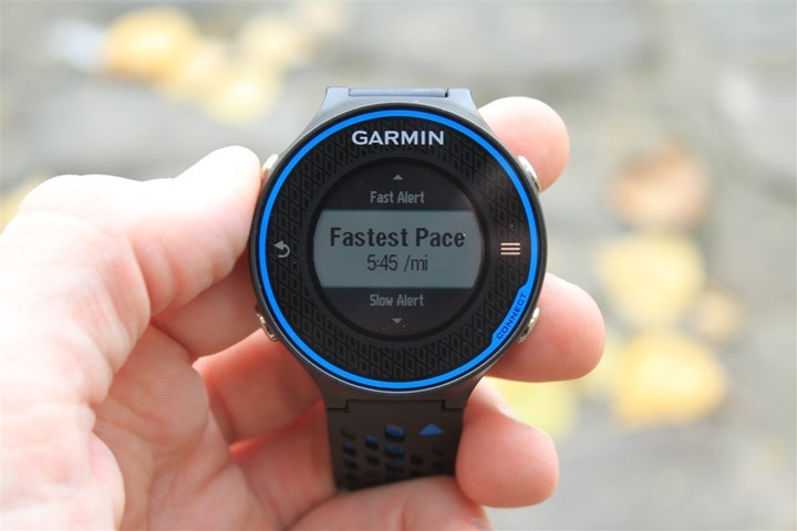Garmin FR620 Pace Alerts Garmin FR620 Pace Alerts