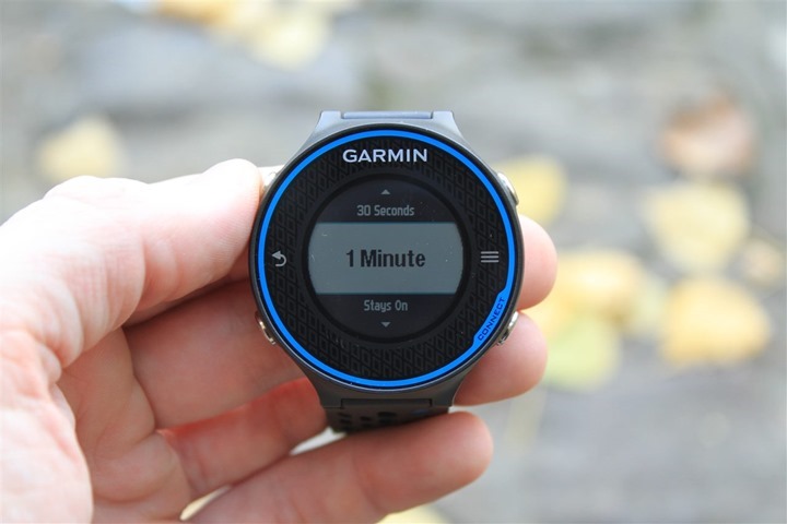 Garmin FR620 Backlight Settings Garmin FR620 Backlight Settings