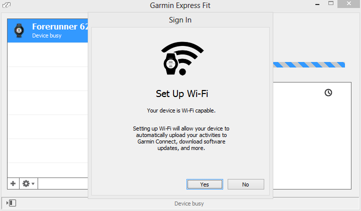 Garmin FIT Express with Garmin FR620 configuration of Wifi Garmin FIT Express with Garmin FR620 configuration of Wifi
