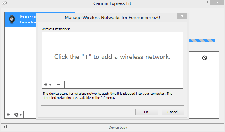 Garmin FIT Express with Garmin FR620 configuration of Wifi Garmin FIT Express with Garmin FR620 configuration of Wifi