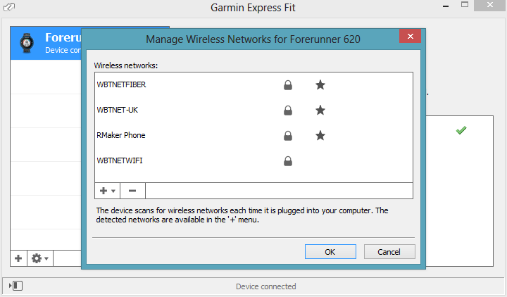 Garmin Fit Express FR620 WiFi networks Garmin Fit Express FR620 WiFi networks