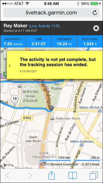 Garmin FR620 Livetracking on iPhone Garmin FR620 Livetracking on iPhone