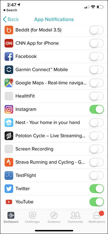 Versa Lite Notifications Apps Menu