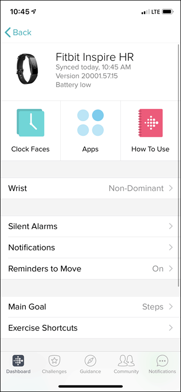 fitbit inspire features list